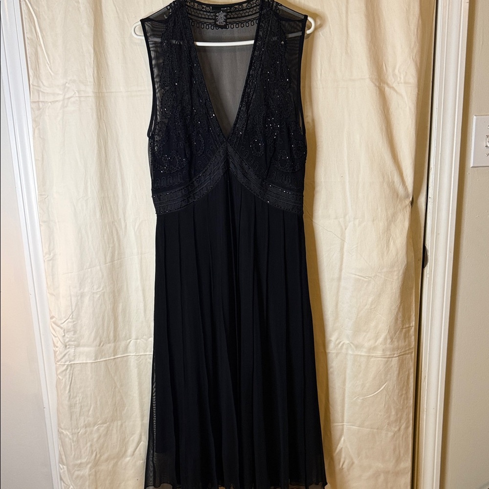 Mixit Black Beaded V-Neck Midi Dress